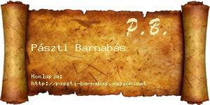 Pászti Barnabás névjegykártya